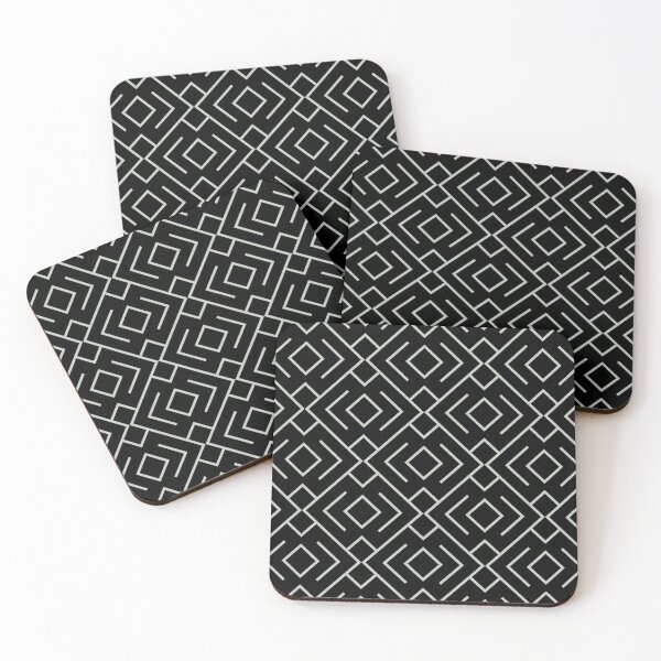 Item preview, Black and Smoked Sage Geometric Shape Mosaic Pattern 4 Pairs DV 2022 Popular Colour Favored One 0455 designed and sold by ColorOfTheYears.