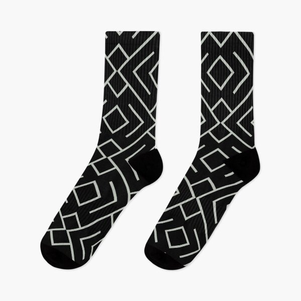 Item preview, Black and Smoked Sage Geometric Shape Mosaic Pattern 4 Pairs DV 2022 Popular Colour Favored One 0455 designed and sold by ColorOfTheYears.
