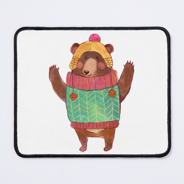 Item preview, Christmas Brown Bear wearing cosy jumper & woolly hat designed and sold by WolfPackDesigns.