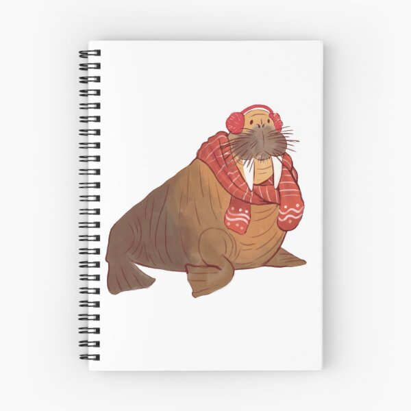 Item preview, Christmas Walrus wearing cosy scarf & earmuffs designed and sold by WolfPackDesigns.