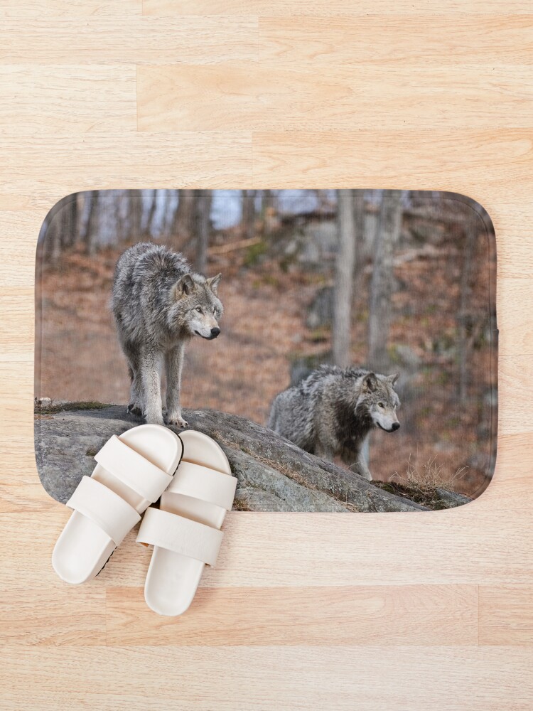 Thumbnail 1 of 6, Bath Mat, Timber Wolves designed and sold by WolvesOnly.