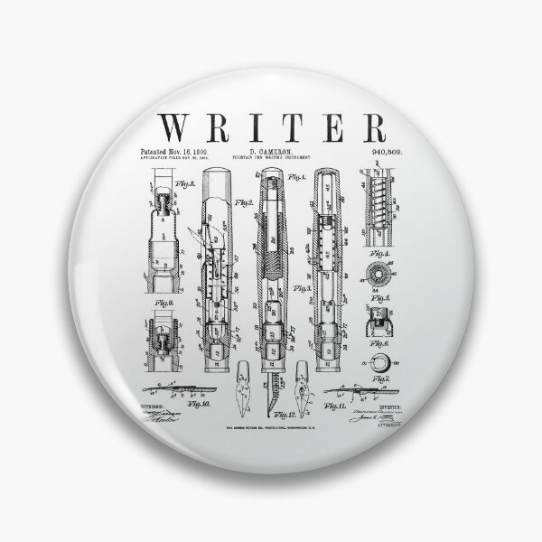 Item preview, Writer Author Novelist Fountain Pen Bookish Vintage Patent designed and sold by GrandeDuc.