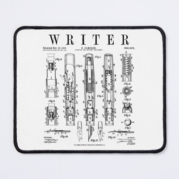 Item preview, Writer Author Novelist Fountain Pen Bookish Vintage Patent designed and sold by GrandeDuc.