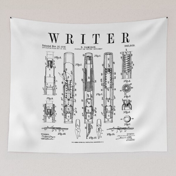 Item preview, Writer Author Novelist Fountain Pen Bookish Vintage Patent designed and sold by GrandeDuc.
