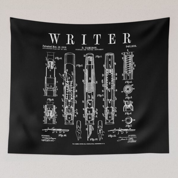Item preview, Writer Author Novelist Fountain Pen Bookish Vintage Patent designed and sold by GrandeDuc.