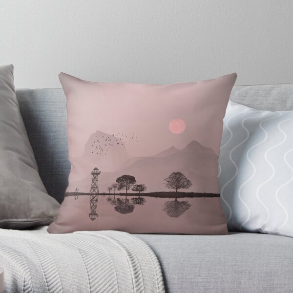 Pink Sunset By the Lake Throw Pillow