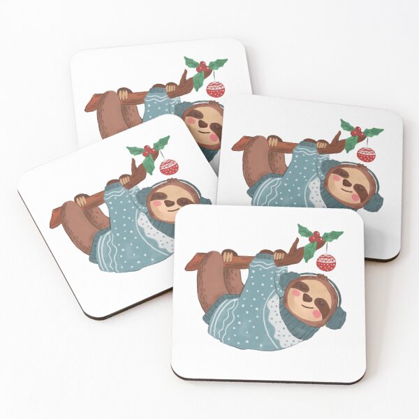 Item preview, Christmas Sloth wearing cosy scarf & earmuffs designed and sold by WolfPackDesigns.
