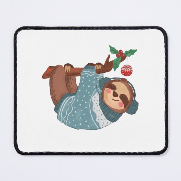Item preview, Christmas Sloth wearing cosy scarf & earmuffs designed and sold by WolfPackDesigns.