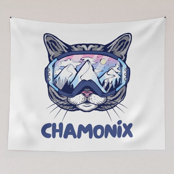 Item preview, Chamonix Cat Skier Snowboarder Mountain Lover French Alps France designed and sold by Hoiho Adventure Shirts.