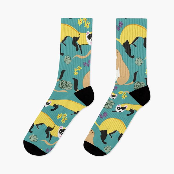 Item preview, Black footed ferret comeback pattern in cyan designed and sold by belettelepink.