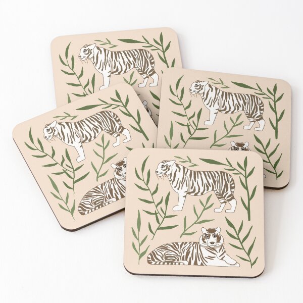 Item preview, White Bengal Tiger - Cute Tan and White Animal Illustration Pattern designed and sold by TheRainbowRoom.