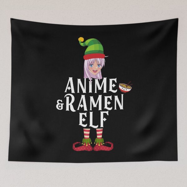 Item preview, The Anime and Ramen Elf, Funny Elf Gift, Christmas Gift for people Who Love Anime, Manga and Ramen, Anime and Ramen Gift for Women and Girls designed and sold by HermoTees.