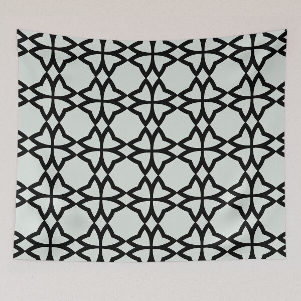 Item preview, Black and Blue Gray Symmetrical Flower Pattern Pairs DV 2022 Popular Colour Mellow Blue 0468 designed and sold by ColorOfTheYears.