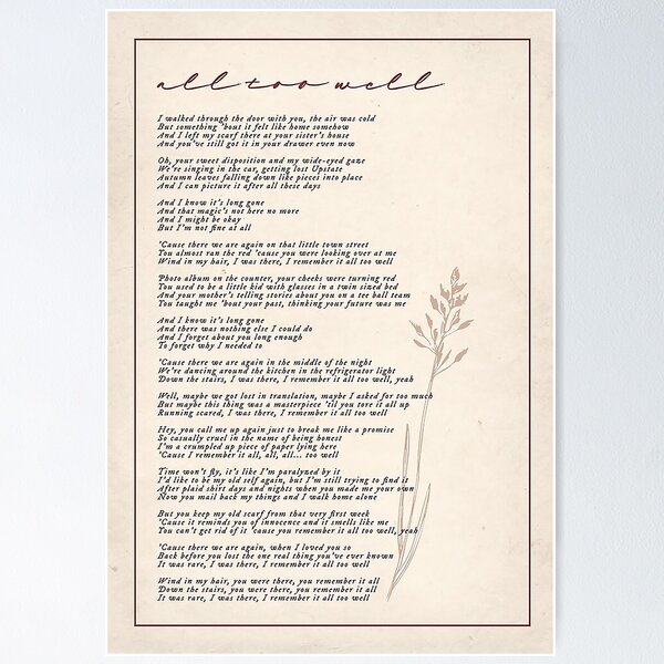 Item preview, all too well lyric designed and sold by MaryZWright.
