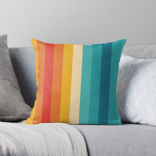 Retro 70s Vertical Stripes Pattern Throw Pillow