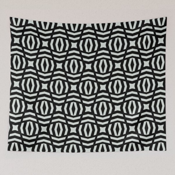 Aperçu de l'œuvre Black and Blue Gray Tessellation Line Pattern 26 Pairs DV 2022 Popular Colour Mellow Blue 0468 créée et vendue par ColorOfTheYears.