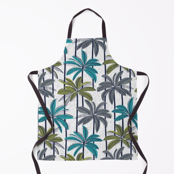 Item preview, Retro Palm Springs vibes // white background highball green peacock blue and green grey palm trees oxford navy blue line contour designed and sold by SelmaCardoso.