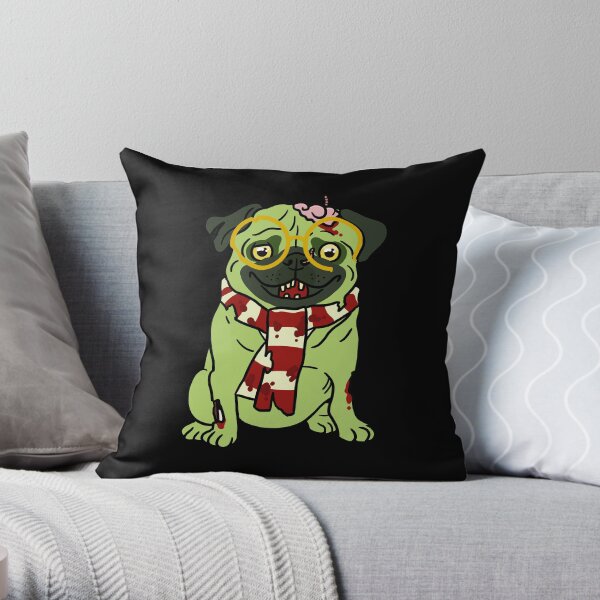 Harry Pugger Zombie Throw Pillow
