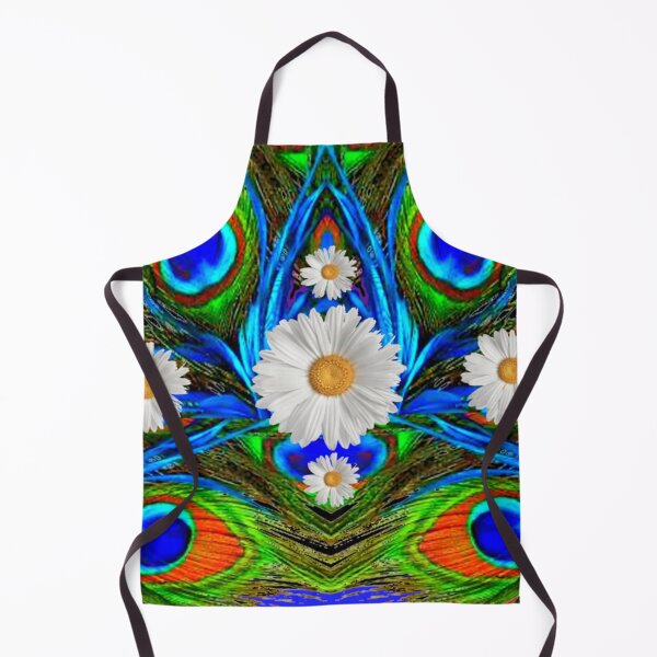 Item preview, SHASTA DASIES BLUE PEACOCK FEATHERS ABSTRACT ART  designed and sold by sharlesart.