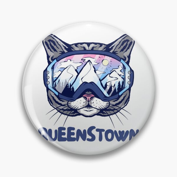 Item preview, Queenstown Cat Skier Snowboarder Mountain Lover New Zealand NZ designed and sold by Hoiho Adventure Shirts.
