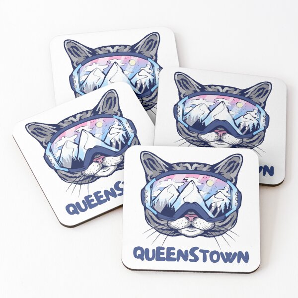 Item preview, Queenstown Cat Skier Snowboarder Mountain Lover New Zealand NZ designed and sold by Hoiho Adventure Shirts.