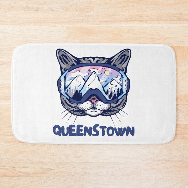 Item preview, Queenstown Cat Skier Snowboarder Mountain Lover New Zealand NZ designed and sold by Hoiho Adventure Shirts.