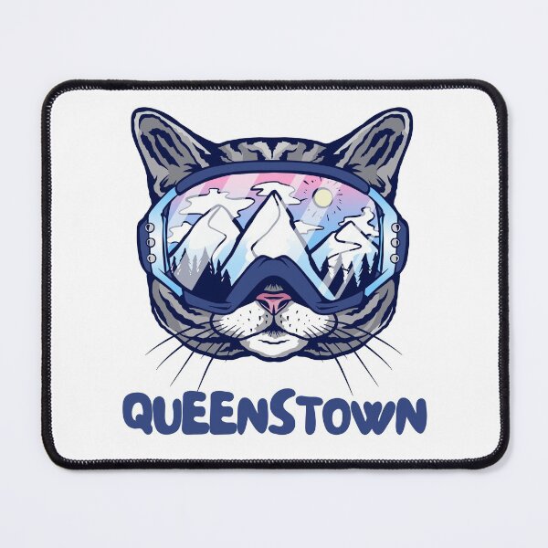Item preview, Queenstown Cat Skier Snowboarder Mountain Lover New Zealand NZ designed and sold by Hoiho Adventure Shirts.