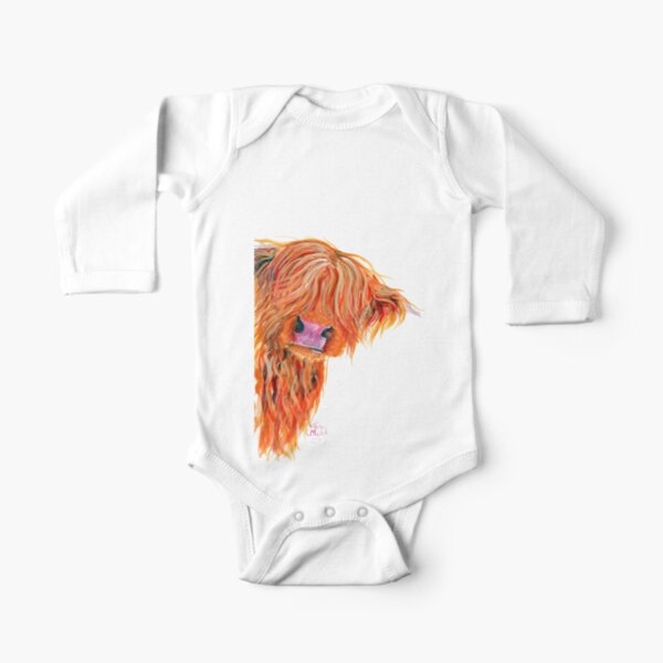 HIGHLAND COW 'PEEKABOO' BY SHIRLEY MACARTHUR Long Sleeve Baby One-Piece