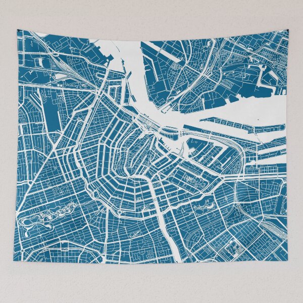 Item preview, Amsterdam, Netherlands, City Map - Blue designed and sold by helloadventure.