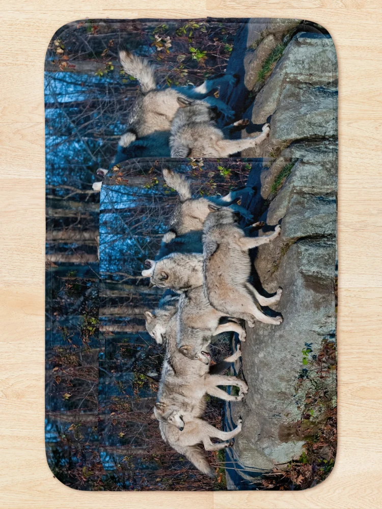 Thumbnail 5 of 6, Bath Mat, Timber Wolves  designed and sold by WolvesOnly.