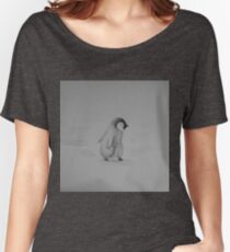 Baby Penguin Black and White Watercolor Women's Relaxed Fit T-Shirt
