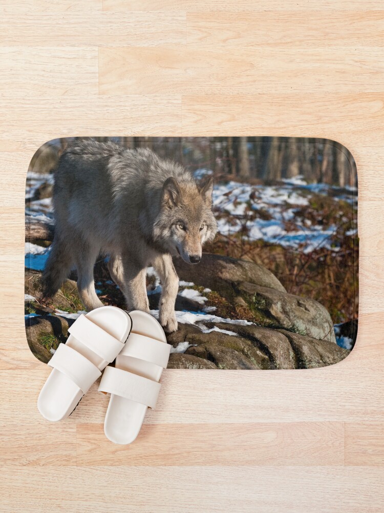 Thumbnail 1 of 6, Bath Mat, Timber Wolf designed and sold by WolvesOnly.