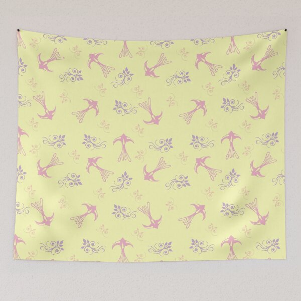 Item preview, Birds and flowers Yellow Pink Purple and Peach Vintage Summer Pattern designed and sold by Missing In Art.