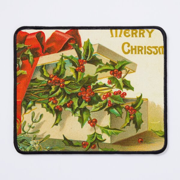 Item preview, Vintage Antique Merry Christmas Greeting With Holly Leaves Retro Old Christmas Art Decor designed and sold by AesthetesLegacy.