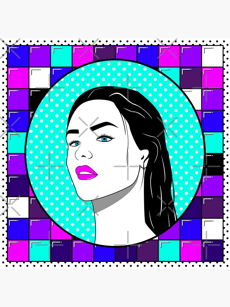 Thumbnail 3 of 3, Sticker, "Retro Girl On Blocks" vector art designed and sold by djspacegr.