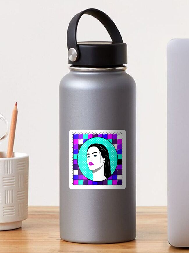 Thumbnail 1 of 3, Sticker, "Retro Girl On Blocks" vector art designed and sold by djspacegr.