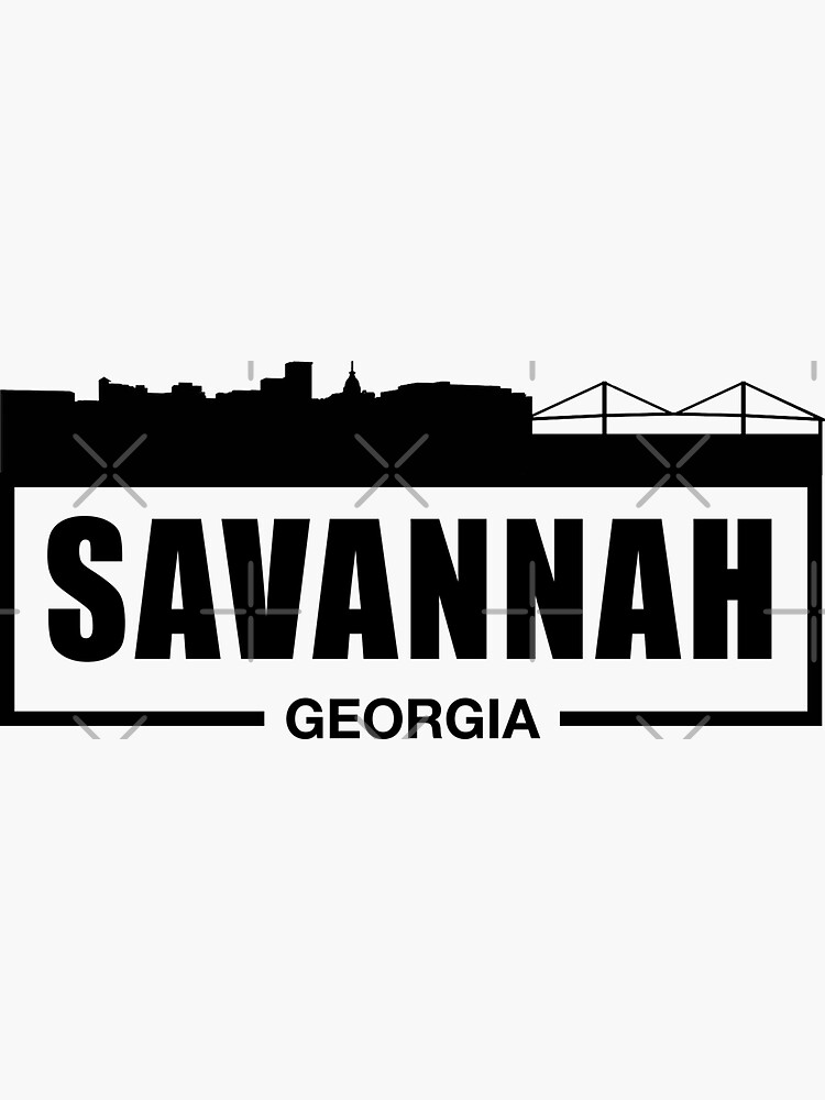 "Savannah Georgia Downtown City Skyline Silhouette " Sticker for Sale