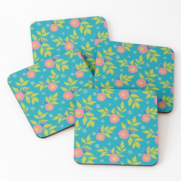 Item preview, Bubblegum Camellias on Teal designed and sold by Jacqueline Hurd.