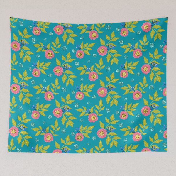 Item preview, Bubblegum Camellias on Teal designed and sold by Jacqueline Hurd.