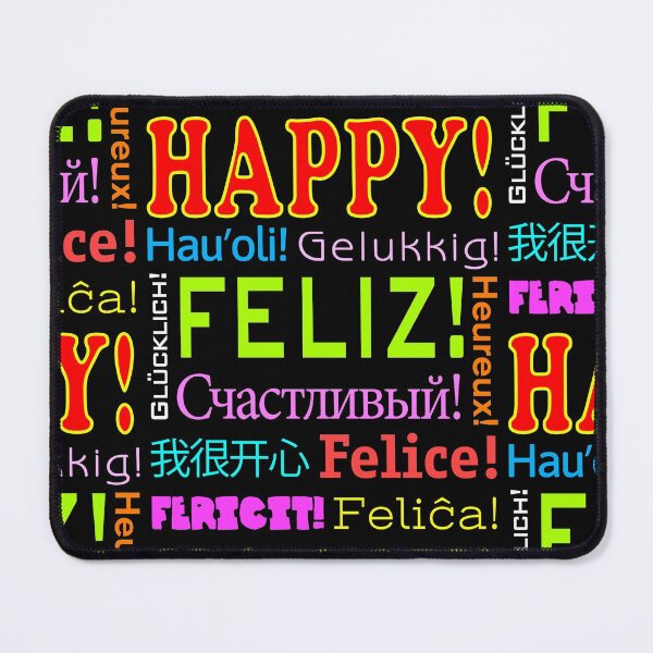 Item preview, HAPPY! in 11 languages - Dark background - PATTERN designed and sold by MantixArt.