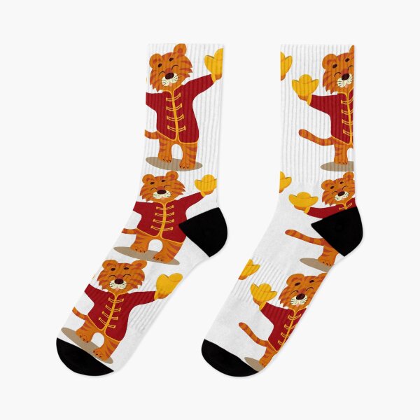 Item preview, A cute cartoon tiger in a red jacket is holding gold bars. Chinese 2022 year sign. Korea lunar new year. Happy new year 2022. designed and sold by Mallva.