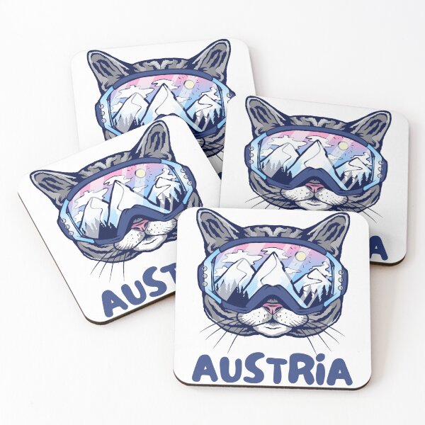 Item preview, Austria Cat Skier Snowboarder Mountain Lover Austrian Alps designed and sold by Hoiho Adventure Shirts.