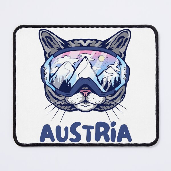 Item preview, Austria Cat Skier Snowboarder Mountain Lover Austrian Alps designed and sold by Hoiho Adventure Shirts.