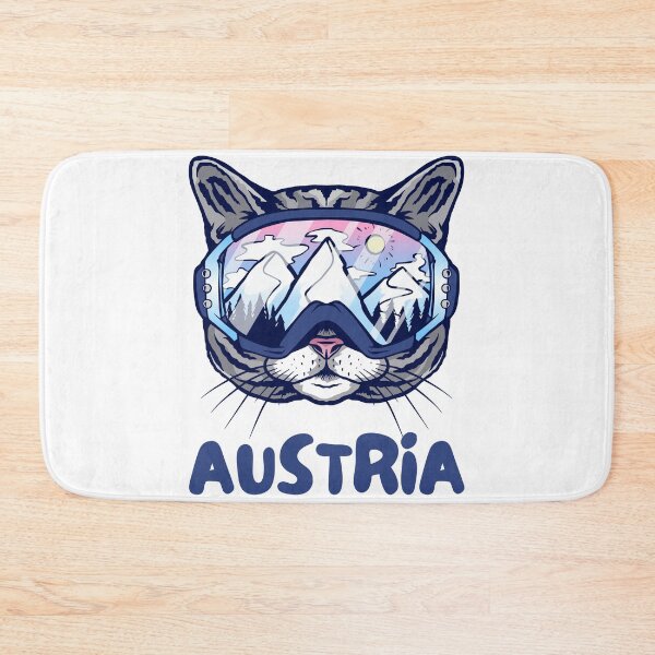 Item preview, Austria Cat Skier Snowboarder Mountain Lover Austrian Alps designed and sold by Hoiho Adventure Shirts.