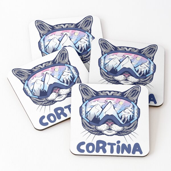 Item preview, Cortina d'Ampezzo Italy Cat Skier Snowboarder Mountain Lover Italian Alps designed and sold by Hoiho Adventure Shirts.
