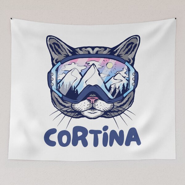 Item preview, Cortina d'Ampezzo Italy Cat Skier Snowboarder Mountain Lover Italian Alps designed and sold by Hoiho Adventure Shirts.