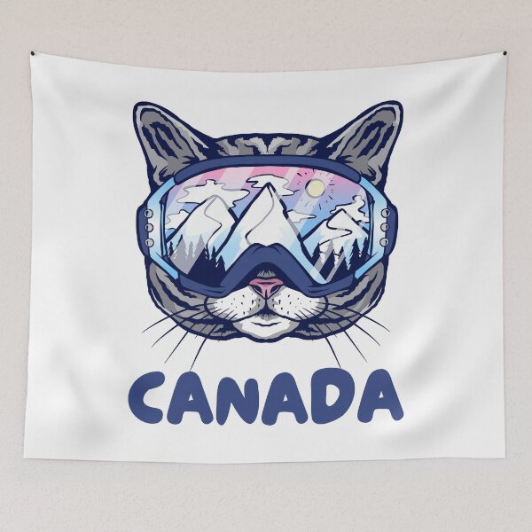 Item preview, Canada Cat Skier Snowboarder Mountain Lover designed and sold by Hoiho Adventure Shirts.
