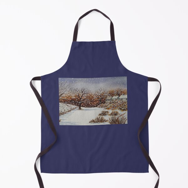 Item preview, painting of snow snow covered trees and cottages winter snow scene designed and sold by pollywolly.