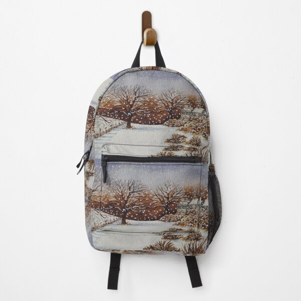 Item preview, painting of snow snow covered trees and cottages winter snow scene designed and sold by pollywolly.
