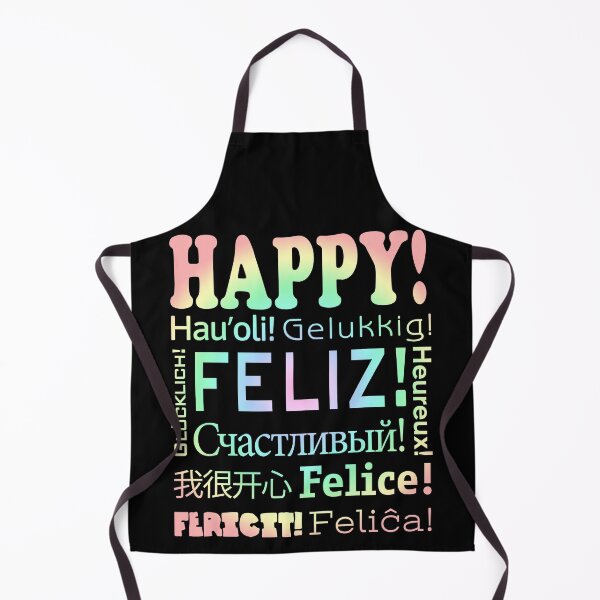 Item preview, HAPPY! in 11 languages - Dark background PASTELS designed and sold by MantixArt.